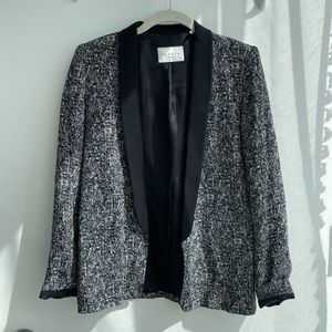 Sandro Women’s Black and White Patterned Blazer, Size 36